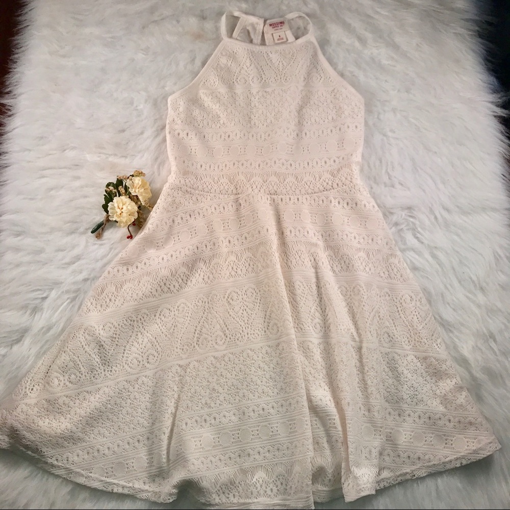 Ivory Lace Halter Skater Mini Dress Mossimo